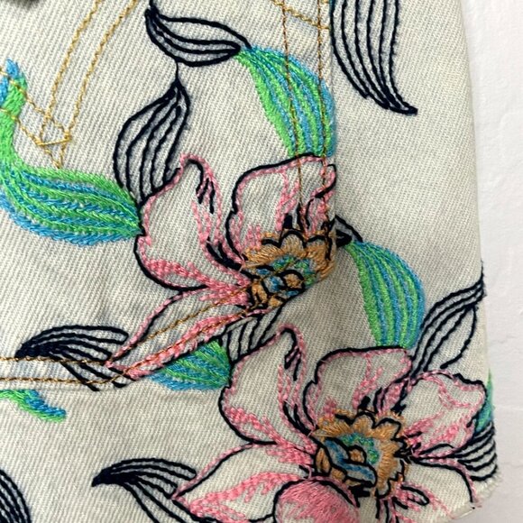 Levi's 501 Floral Pastel Embroidery Hi Rise Button Fly Cut Off Shorts Size 28 - Picture 7 of 8